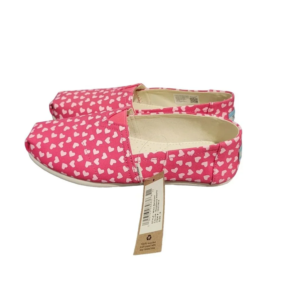 TOMS Wmm belmont raspberry hearts Women's Casual Flat Slip On Size 6